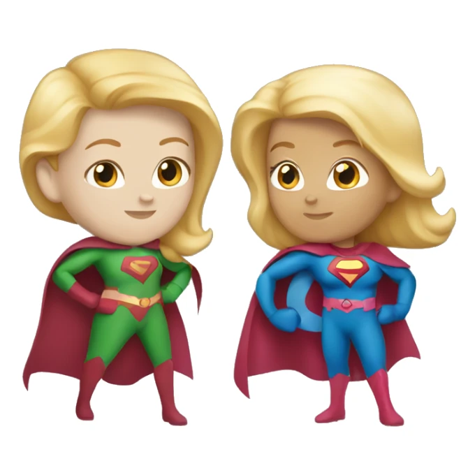 Superhero Duo Caucasian female redhead and  female blonde sticker