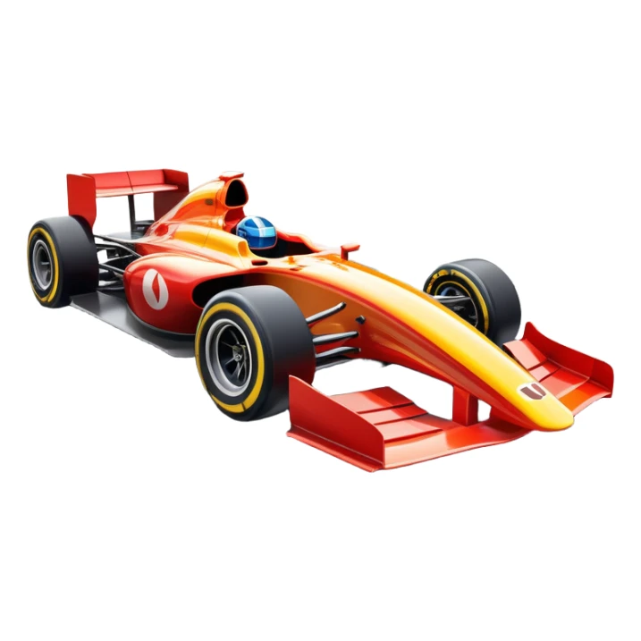 An icon showing a Formula 1 car racing down a track, with the vibrant speed and motion captured in the design. The background features a grand racing stadium with packed stands and winding turns, symbolizing the thrill of high-speed racing. Transparent background highlights the excitement. sticker