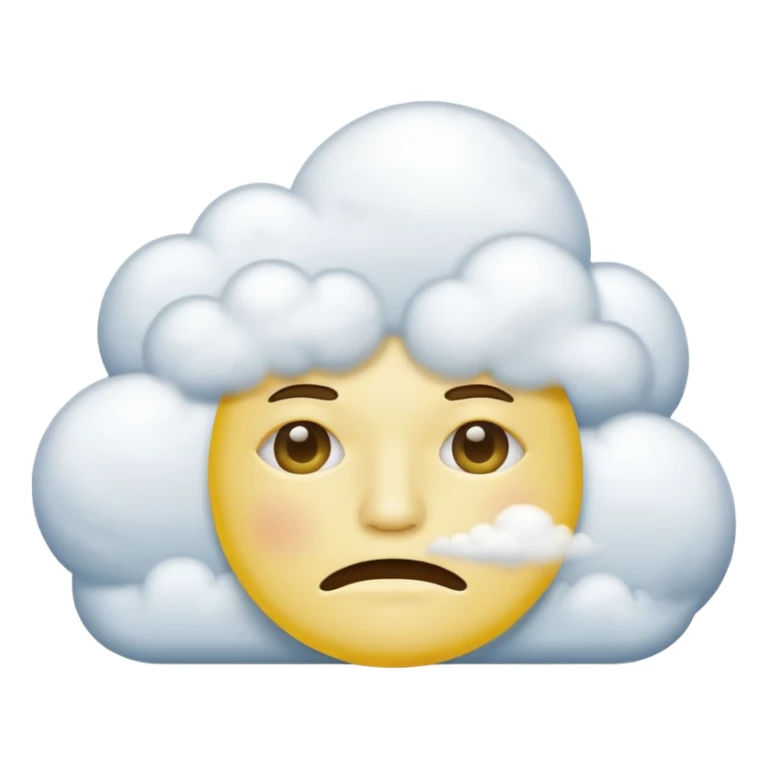 Yellow circle face covered in clouds cover a mouth add clouds on face cover clouds on mouth sticker
