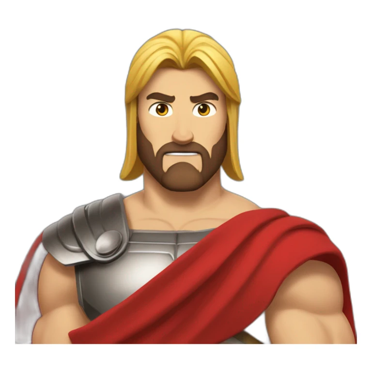 The Spartan Leonidas. Muscly physique. Wearing a red cape. Masculin. Normal face sticker