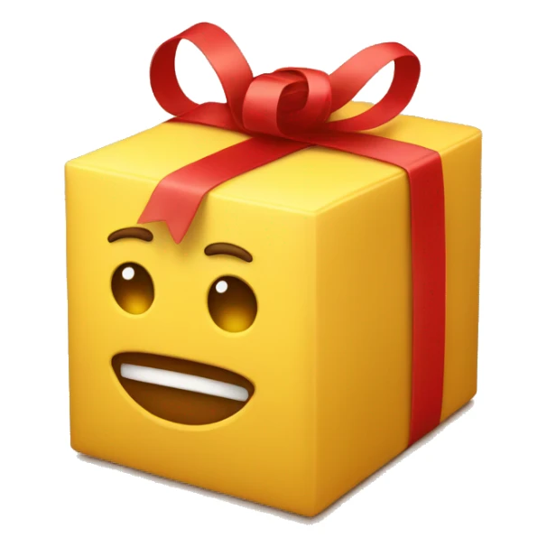 a yellow box with red ribbon emoji sticker