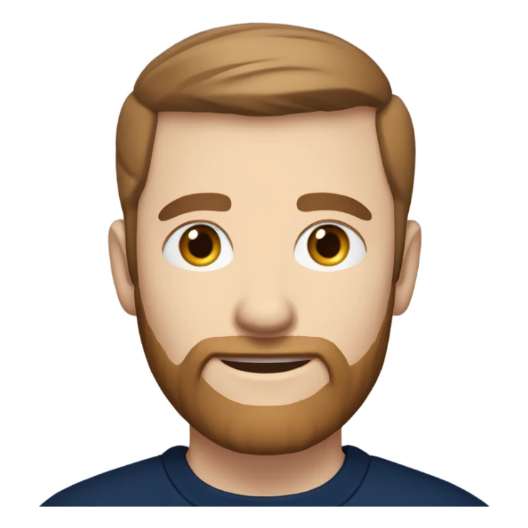irish man light blue eyes, brown short receding hair and short beard, wearing a smart navy blue jumper. sticker