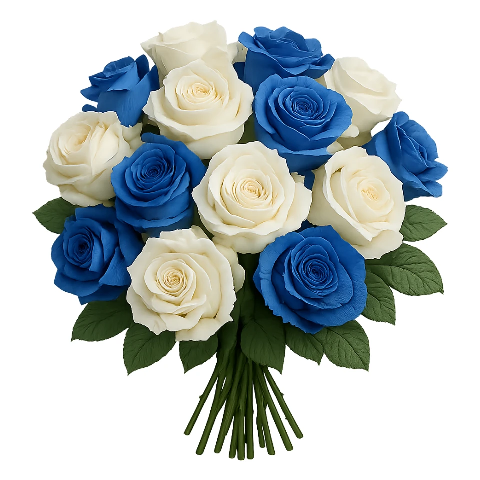 bouquet of white and blue roses , remove background sticker