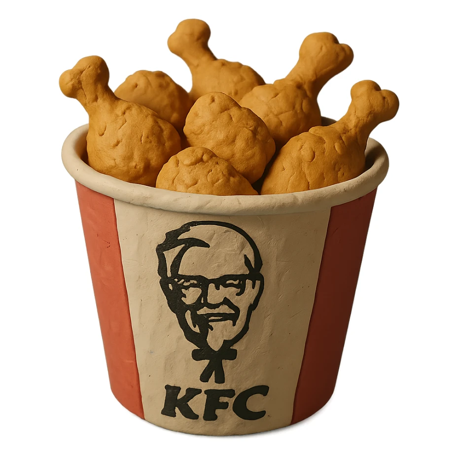 KFC bucket of fried chicken in claymation style sticker