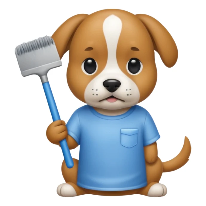 Dog wearing a shirt with a squeegee sticker