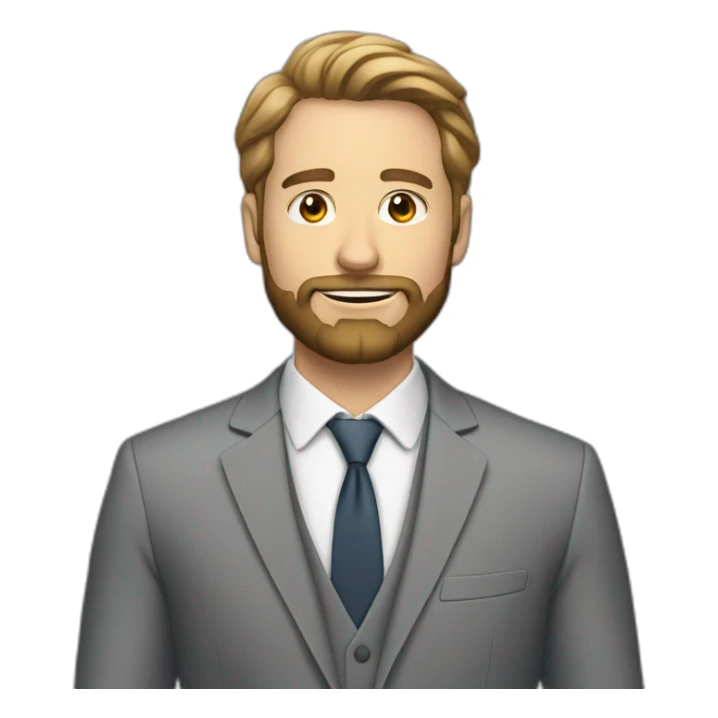 30 year old white man with beard and gray suit sticker