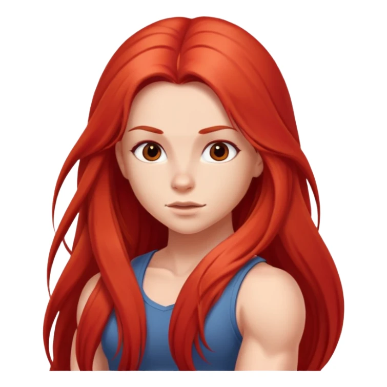 Cute girl with red very long hair muscular sticker