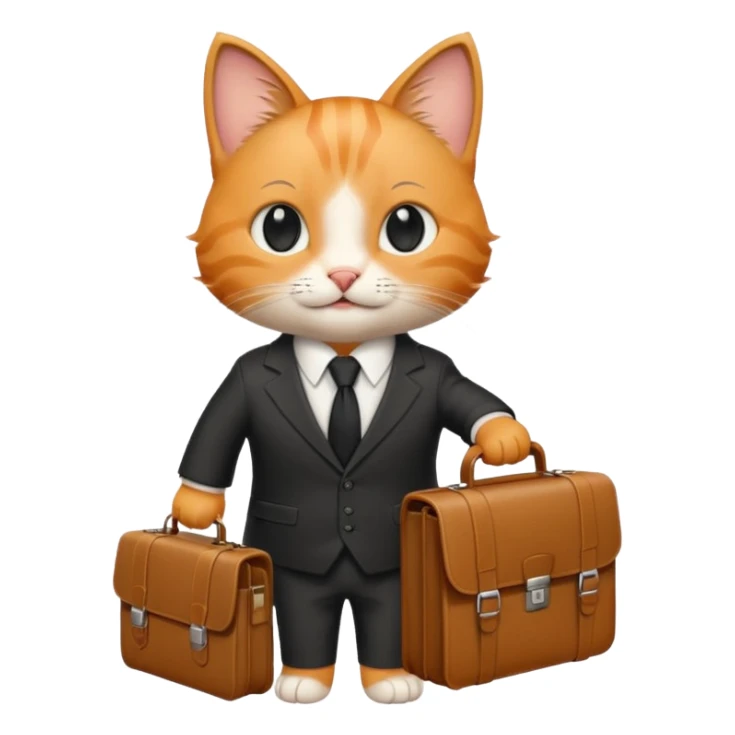 happy cat wearing a tie and carrying a briefcase sticker