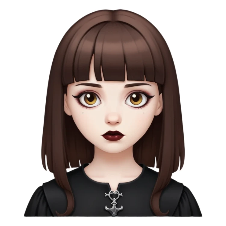 pale skin goth girl brown hair bangs sticker
