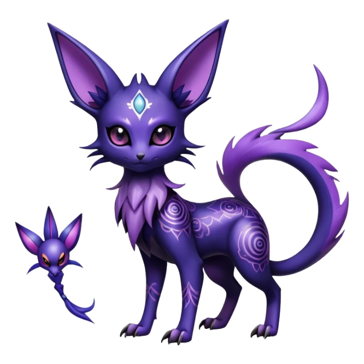 Shiny Dark-gradient Exotic Badass Royal Mysterious Gothic Noibat-Espeon-Pokémon-Fakémon-hybrid-creature (full body) sticker