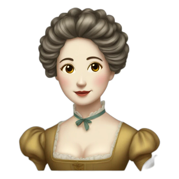 A lady of Victorian era with ramen noodles hair sticker
