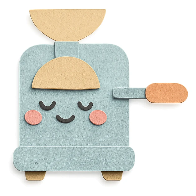 small home coffee roaster machine with blushing cheeks, soft pastel colors sticker