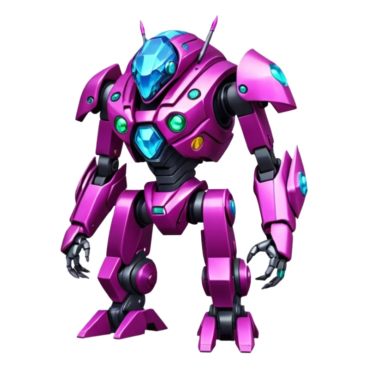 Edgy badass cool awesome epic sapphire emerald citron topaz magenta radioactive faulty rue ruby Tropical Futuristic Modern Mecha-Fakémon-hybrid-creature (full body)  sticker
