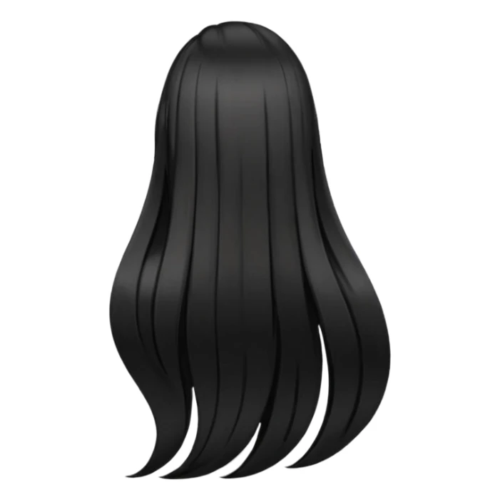 back view of long black hair sticker