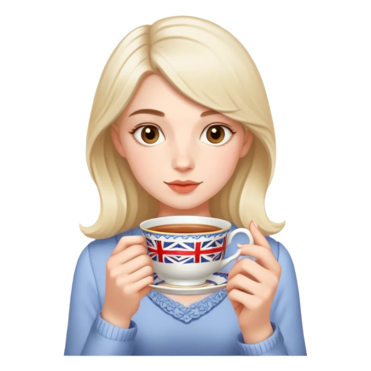 British girl sipping tea with well-defined natural hands holding teacup properly sticker