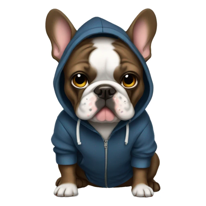 Dark frenchie Bulldog wearing a hoodie sticker
