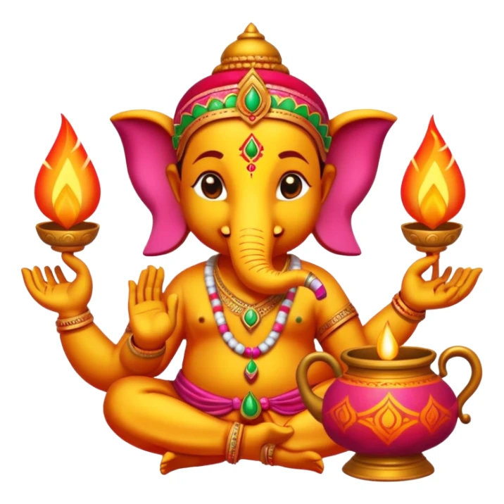 Create an Indian Emoji including 3 to 4 Indian festival. Make it creative and decorative.  sticker