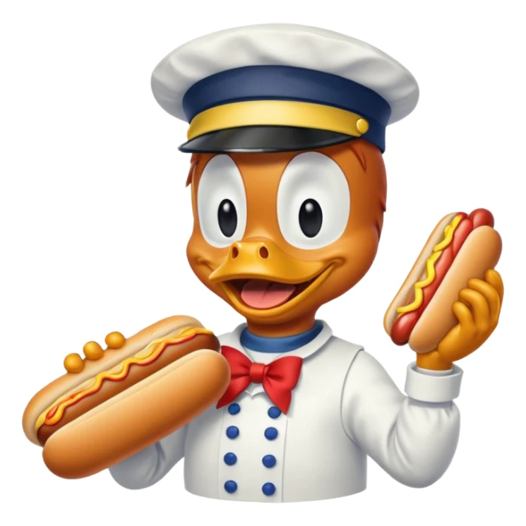 Donald Duck eating a hot dog sticker