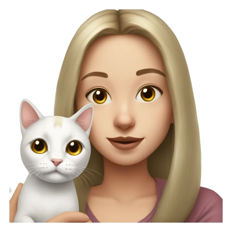 Girl selfie with white cat indoors sticker