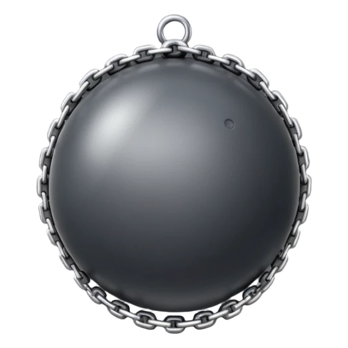iPhone text message emoji size ball, and chain with spikes sticker