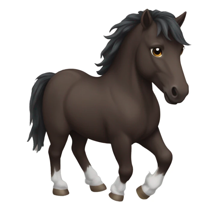 Dark brown horse with dark brown mane and small white lightning shaped marking sticker