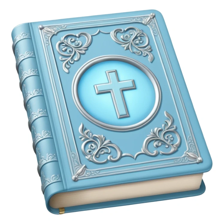 a pastel baby blue and silver bible glowing  sticker
