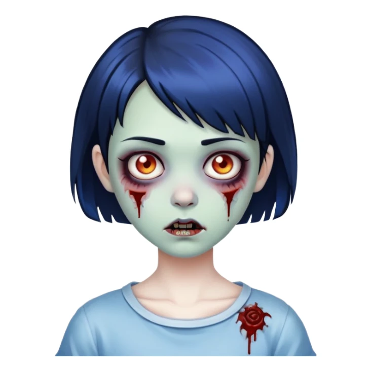 Zombie girl with short blue-black hair sticker