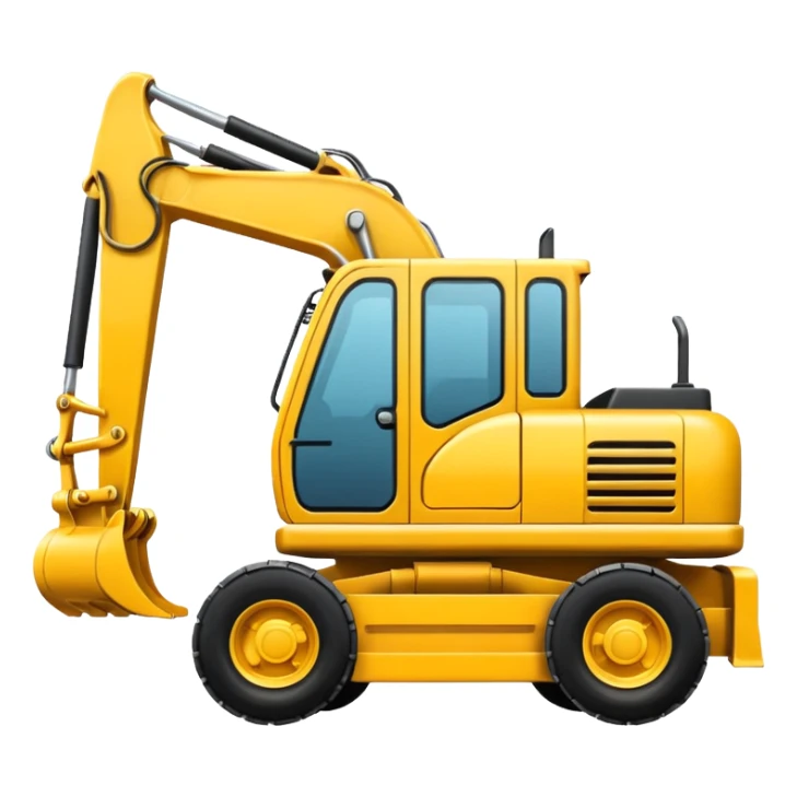 a digger construction vehicle, simple, bold, suitable for an emoji sticker