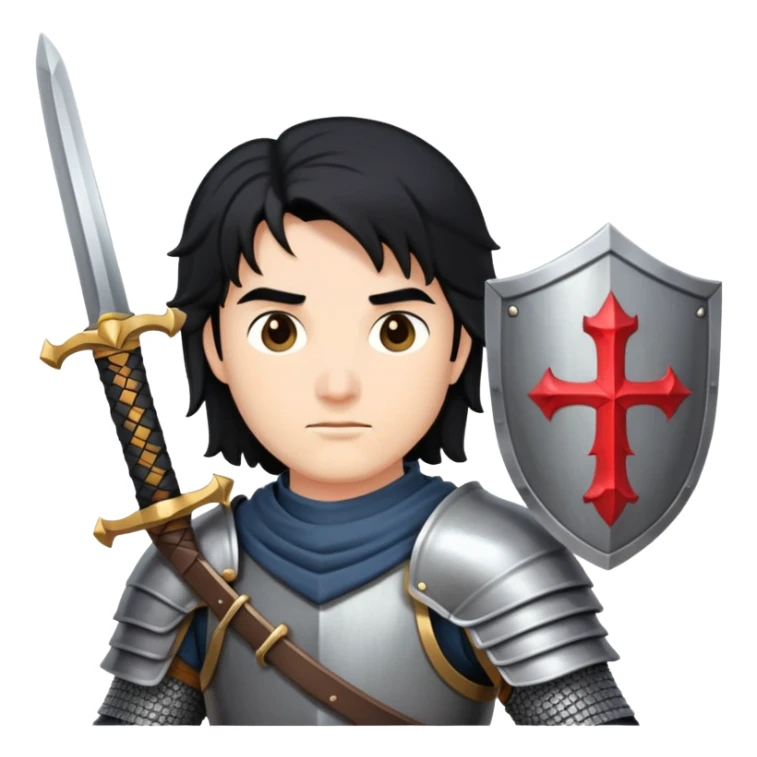 A knight with black hair holding a sword sticker