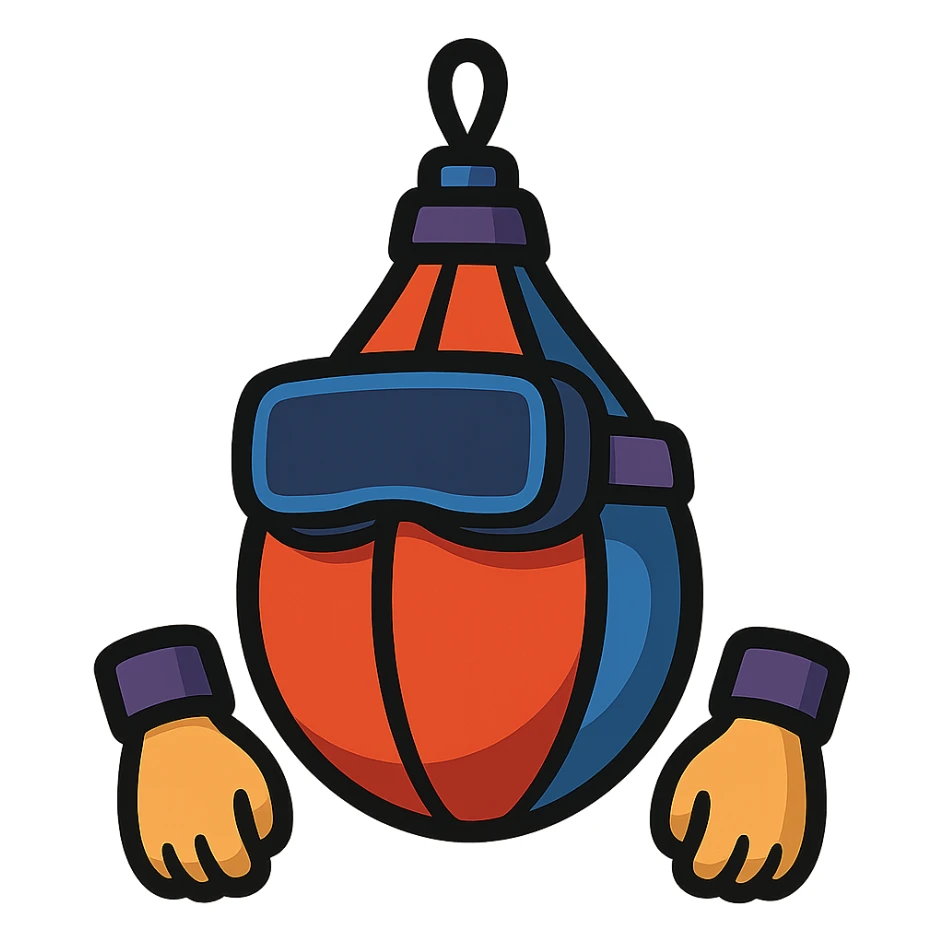 vibrant toon style speed bag with VR headbands and headwrists sticker