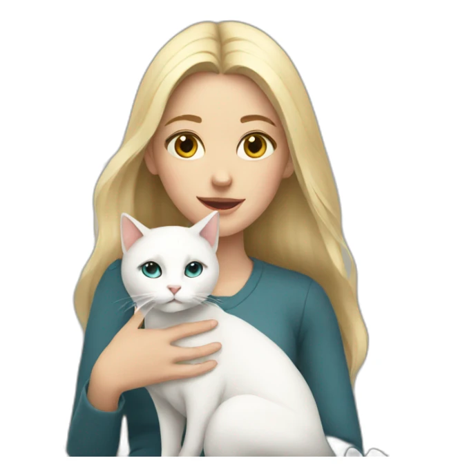 Girl with a white cat in her lap sticker