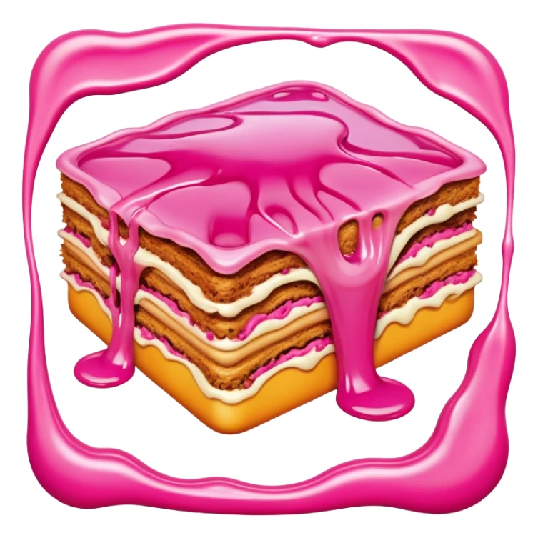 surreal salvadore dali style melting spam pink meat lasagna landscape sticker