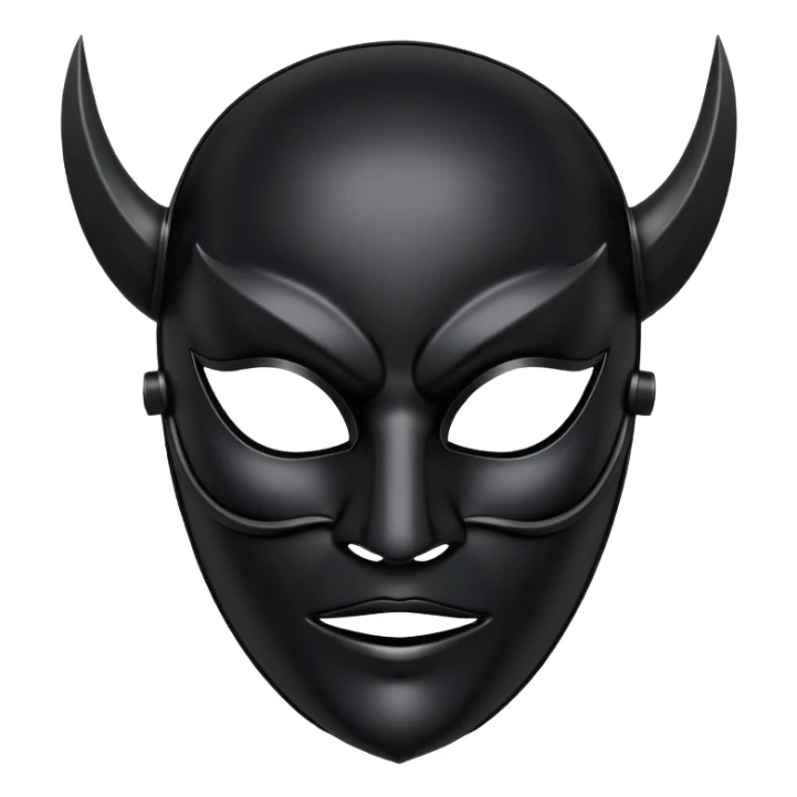 Minimal emoji, gothic mask forged from matte black leather, emotionless expression, smooth heavy surface, subtle leather texture, deep shadows, centered, bdsm slave leather mask sticker