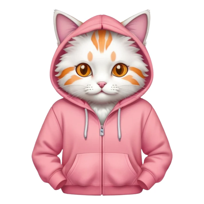 Cat wearing a pink hoodie sticker