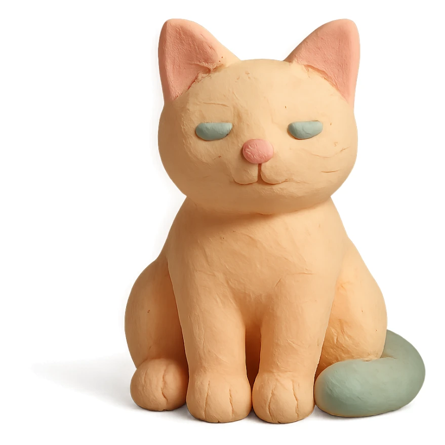 cat sitting, pastel colors, claymation style, visible fingerprints, soft lighting sticker
