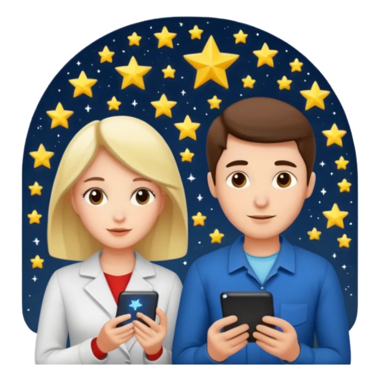 Woman and man calculating their compatibility by the stars sticker