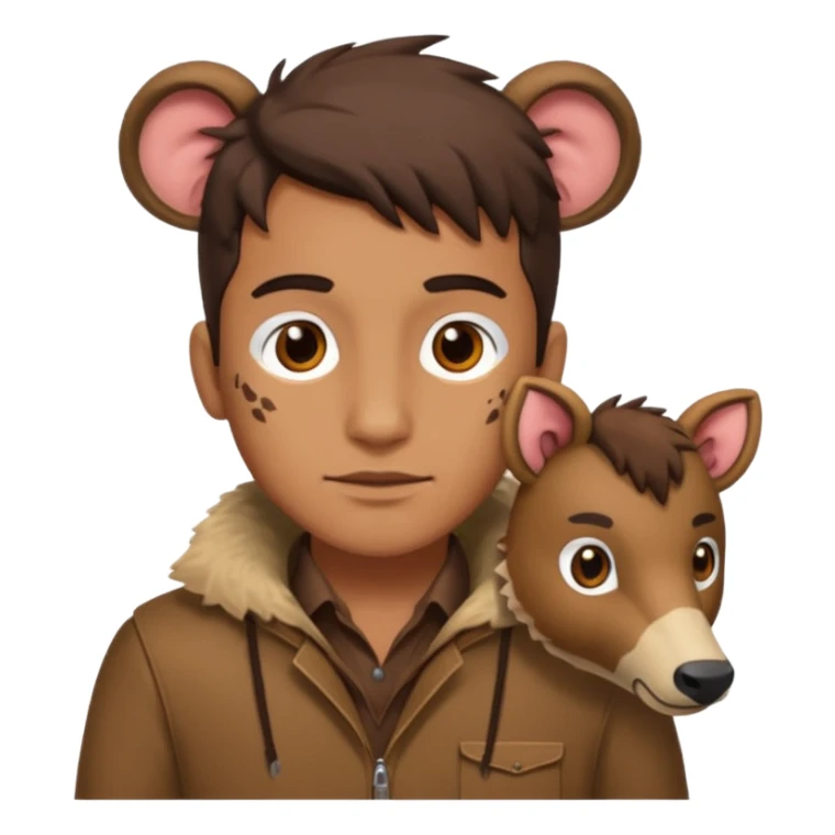 Classic hunter image, with brown clothes and some decorations made of animals sticker
