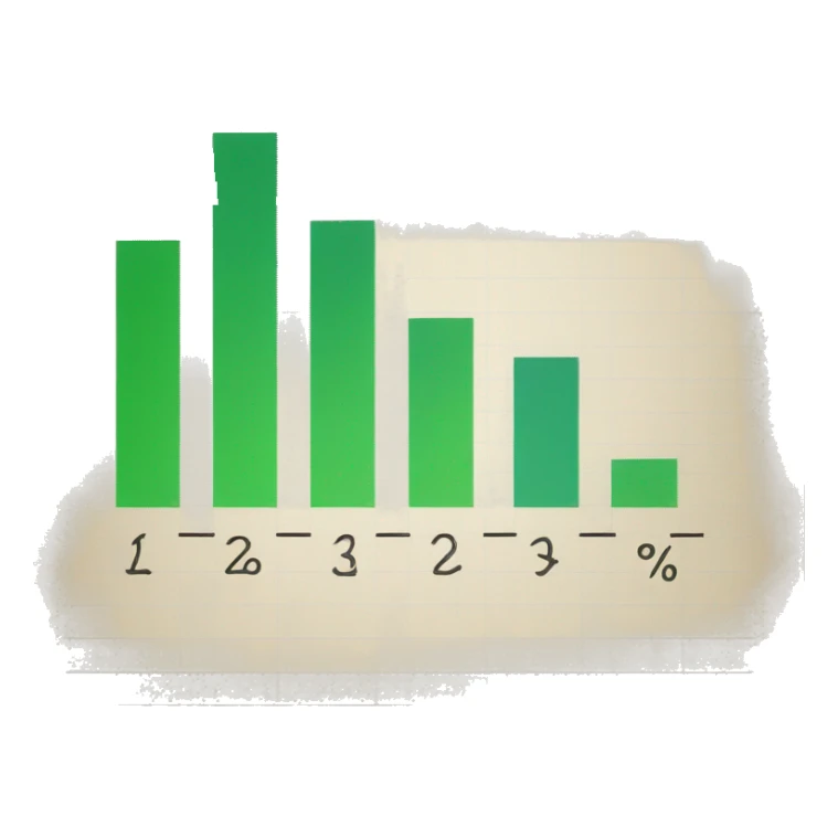 a paper with a bar chart and an upward trend sticker