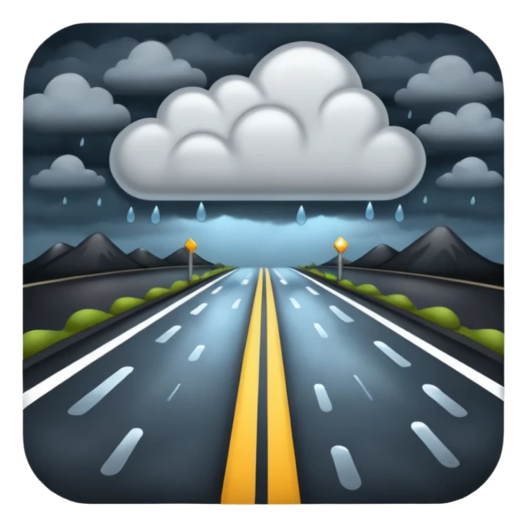 Photo Realistic Road at night time with rain clouds in the sky sticker