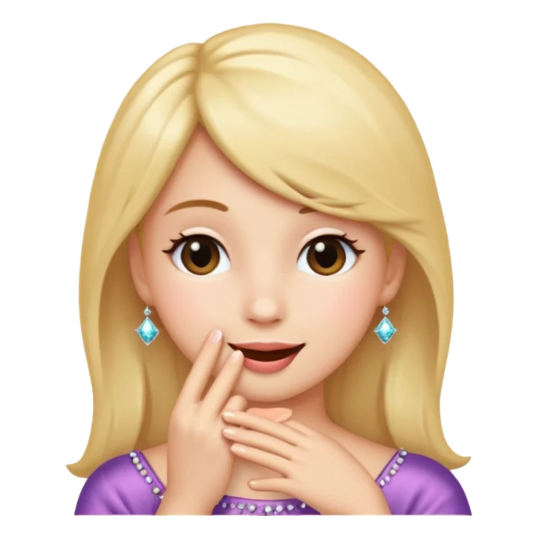 Emoji coquette, shy smile, hand near mouth (simplified), tiny sparkles, soft gradient background, 512x512, transparent background

 sticker
