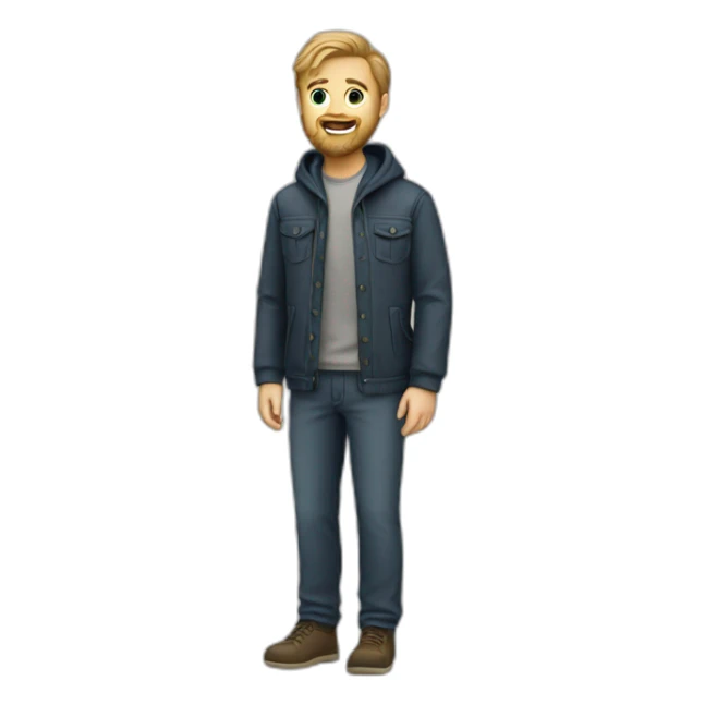 white male with beard in jacket and pants sticker
