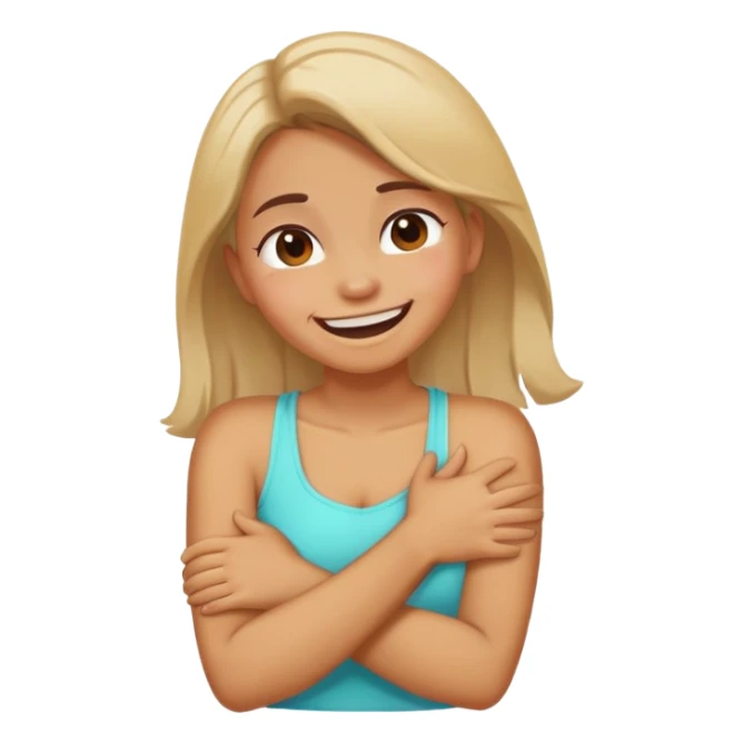 Girl arms crossed around her neck dying laughing sticker