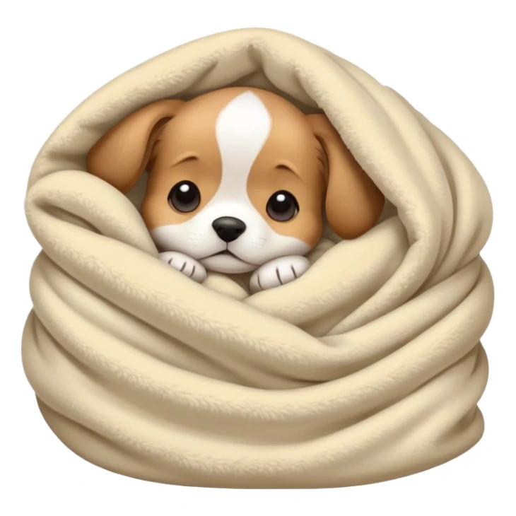 cute puppy curled up in a blanket, cozy and sleepy sticker