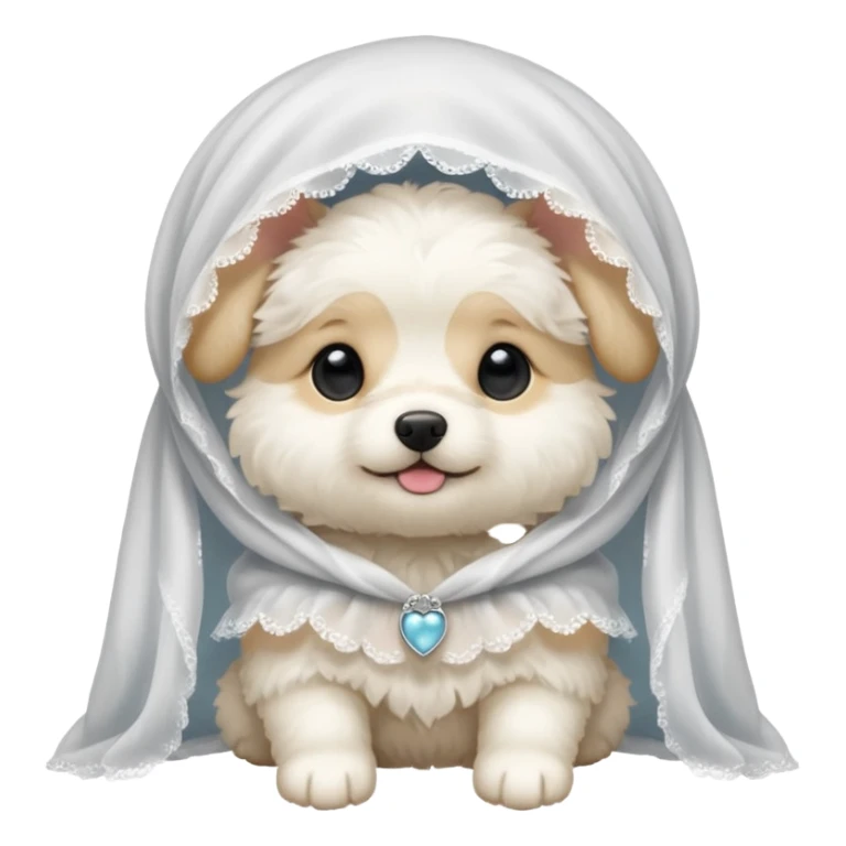 White puppy wearing a veil sticker