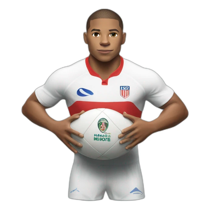 Mbappe avec un ballon de rugby sticker