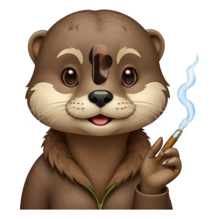 Cute female Otter smoking a while cannabis joint sticker