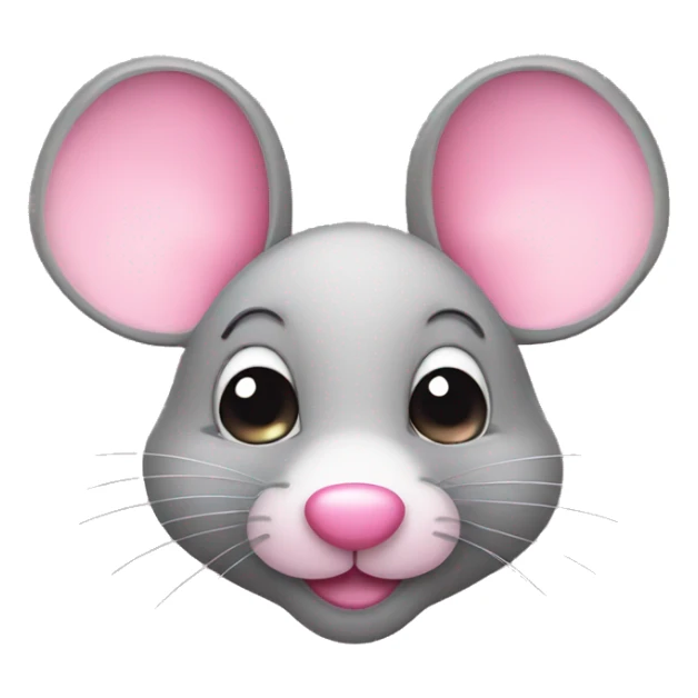 cute mouse face emoji with pink heart-shaped nose sticker