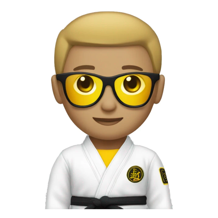 Light skinned Cool boy with jiujitsu gi with a yellow belt and sunglasses sticker