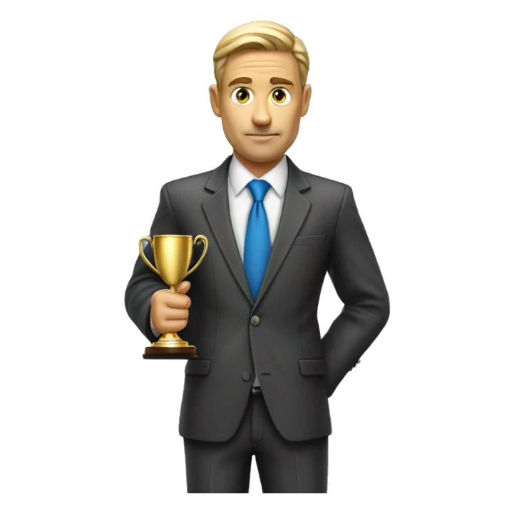 Photorealistic serious businessman with trophy in his hand sticker
