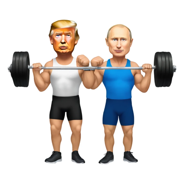 Trump and Putin lifting weights together  sticker